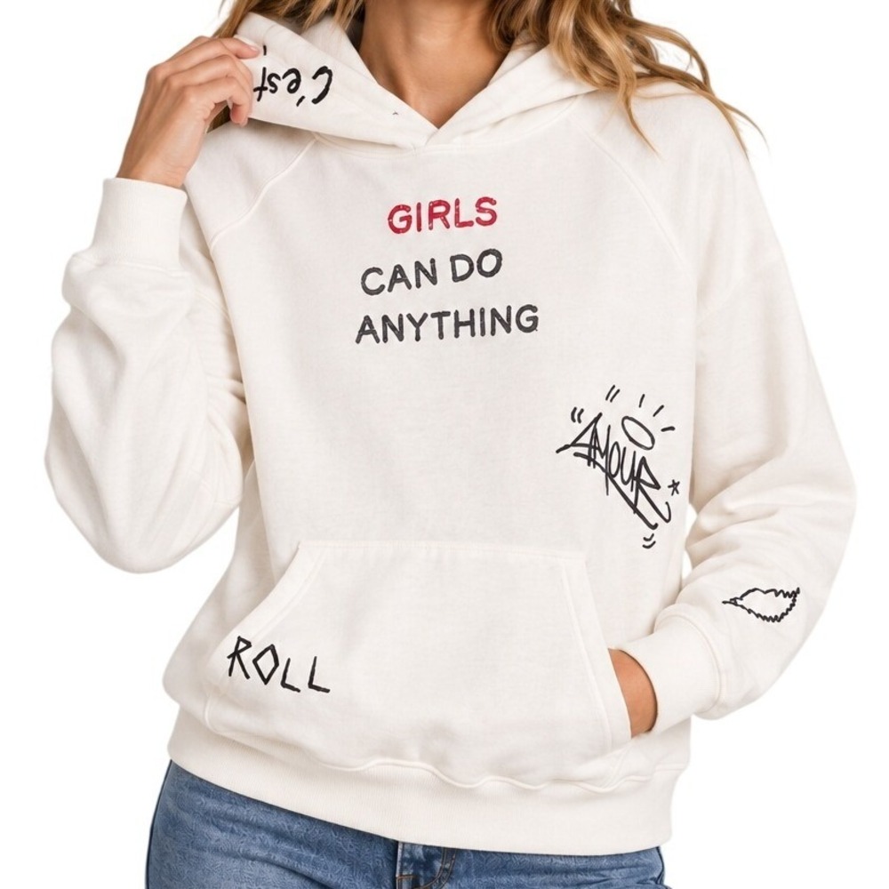 Zadig & Voltaire White Zoe Photoprint Love Yourself Hoodie Women's Small
